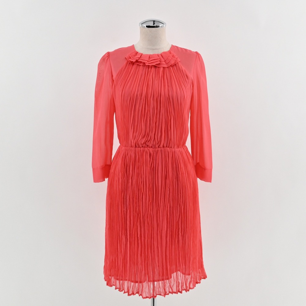 French Connection Vibrant Coral Pleated Dress